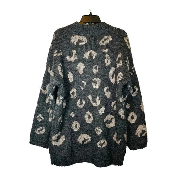 Carole Christian Animal Print Heavyweight Sweater‎ Gray White Women Size Large - Picture 4 of 6